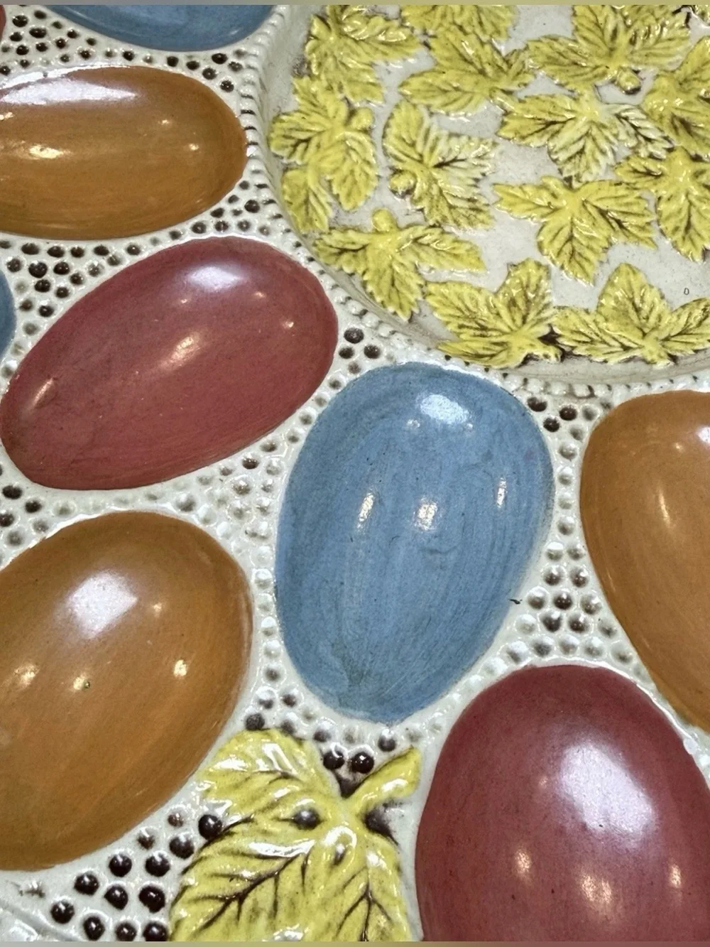 Vintage Mid Century Deviled Egg Ceramic Serving Platter Holds 24 13
